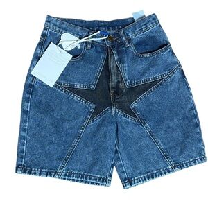 Aelfric Eden women’s 25 star patchwork jean shorts jorts streetwear new